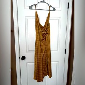 Urban Outfitters Yellow Slip Dress Cowl Neck Midi